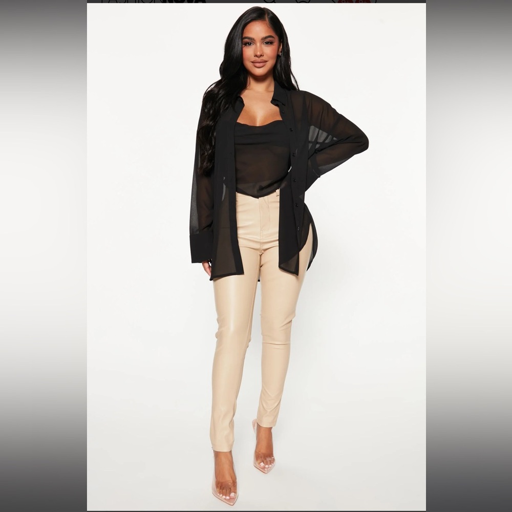 Nude Leather Pant